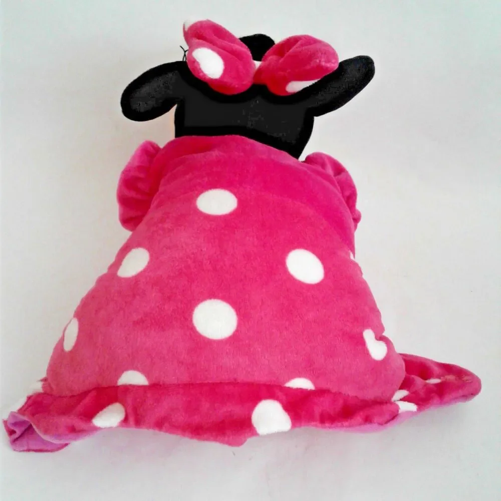 Disney Parks Minnie Mouse Pillow Pal Plush 12x14 Pink with Polka Dots Toy